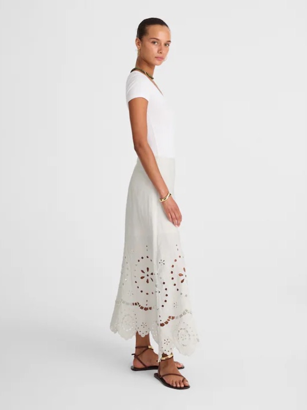 Madewell NWT Eyelet Embroidered Maxi Skirt Size 6 in Salt - Picture 3 of 16